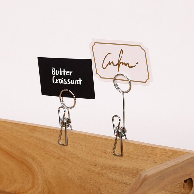 원형와이어 클립(4컬러 택1)-가격표 네임택 명함 메모꽂이 홀더 쇼클립 빵가격표 베이커리이름표, 1개, 실버(중)
