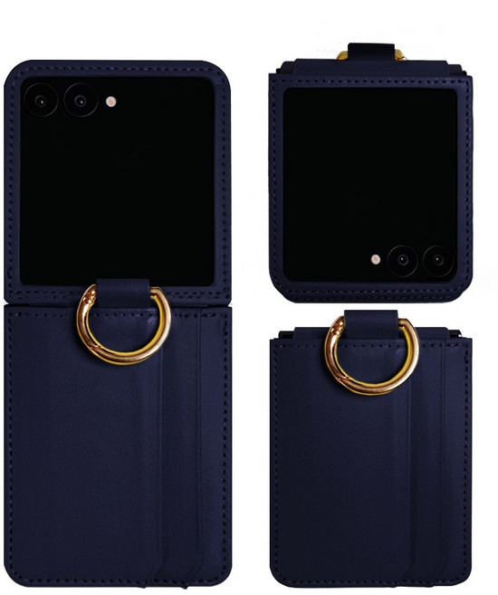 제루크 갤럭시 호환 Z플립 힌지보호 링홀더 소가죽 카드수납 지갑 케이스