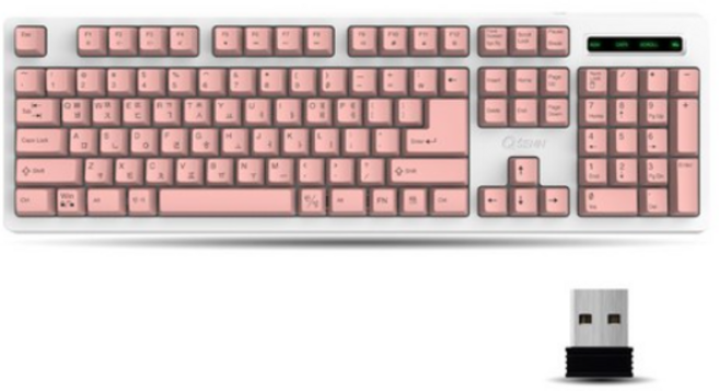 큐센 무선 일반형 키보드 + 키스킨 세트, 핑크색상(PINK), SEM-DT45 PlusWireless(키보드+키스킨)