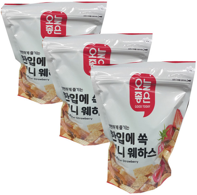 오늘좋은 한입에 쏙 미니웨하스 딸기맛, 190g, 3개