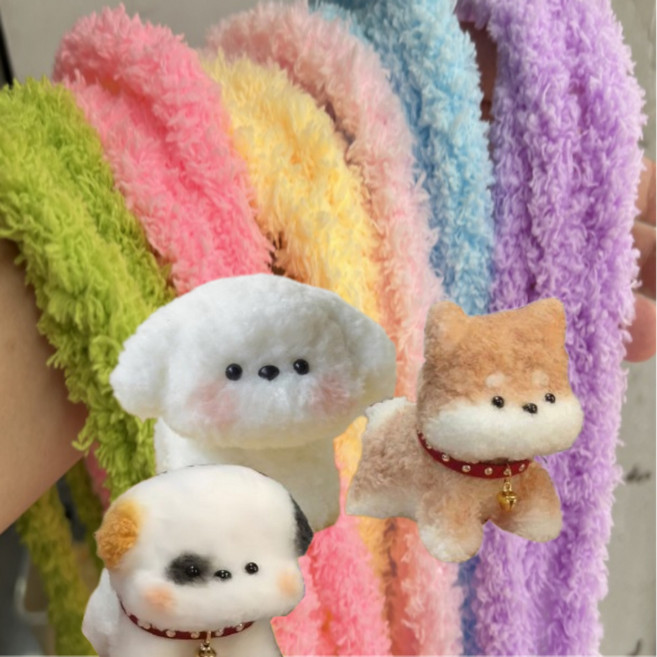 슈페르바 모루 인형 키링 만들기 모루털실 모루철사 15mm x 1m, 4핑크, 1개