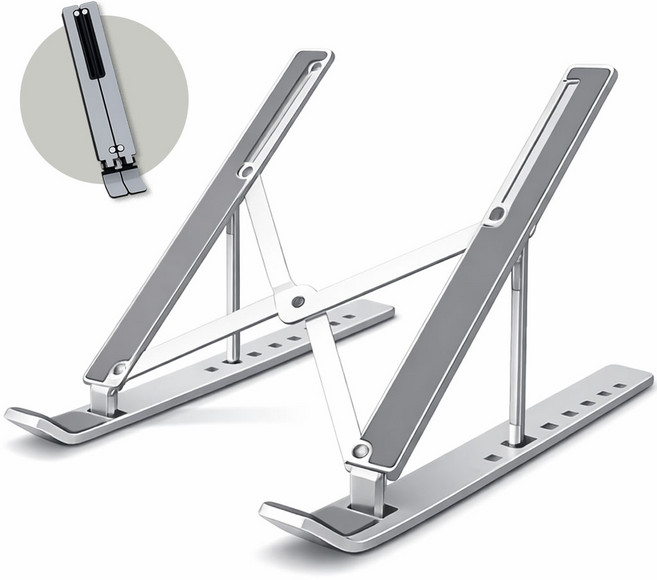 그린카멜 휴대용 풀실리콘 각도조절 노트북 거치대, 1개, 메탈실버