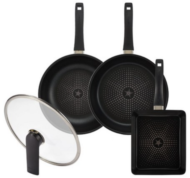 해피콜 브릴로 다이아몬드 4종 세트, 혼합색상, 계란말이팬+프라이팬+궁중팬+유리뚜껑, 1세트