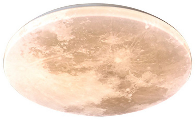 聚美照明 月球燈 60cm 8000lm 全光譜LED 3000-6500K 智能遙控吸頂燈, 白色月球款