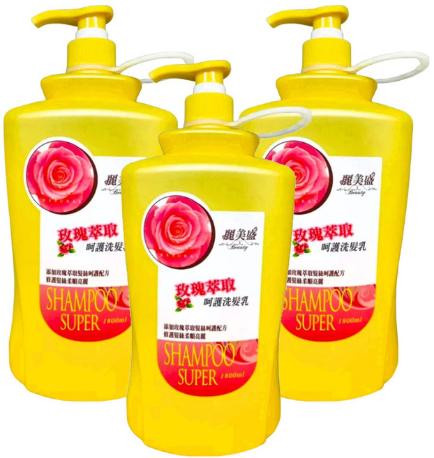 麗美盛 呵護洗髮乳 玫瑰香氛, 1.8L, 3瓶