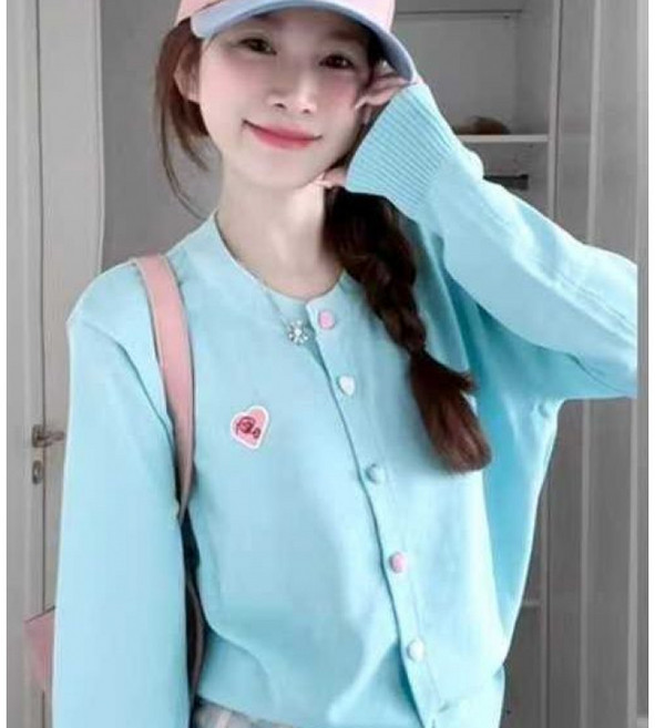 COSYEVNO 여성용 스웨터 추동 라운드 니트 패션 캐릭터 심플 숏 탑 CXJ-ks-21