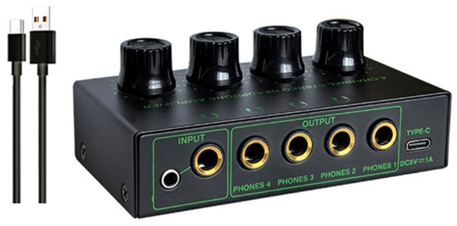 4채널 헤드폰 앰프 독립형 휴대용 미니 이어폰 분배기