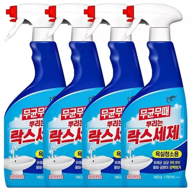 무균무때 뿌리는 락스세제 욕실청소용 750ml X 4개