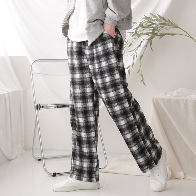 [1+1] 코디제이 남자 울와이드바지 M울글랜와이드팬츠 겨울밴딩바지 와이드팬츠 기모바지 원마일웨어 데일리 빅사이즈 남녀공용