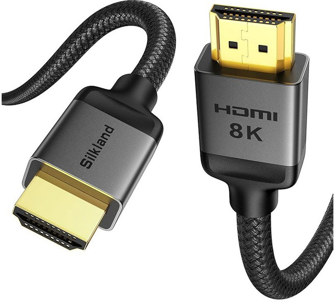 실크랜드 인증 HDMI 2.1 케이블 [4K@240Hz 144Hz 120Hz 8K@60Hz] 1440P 초고속 케이블 48Gbps(업그레이드 브레이드) HDR10+ eARC, 1 Feet