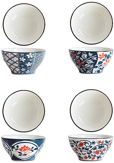 천하오 일본식 밥그릇 국그릇 4P/6P세트, 12cm*5.3cm 4.75인치