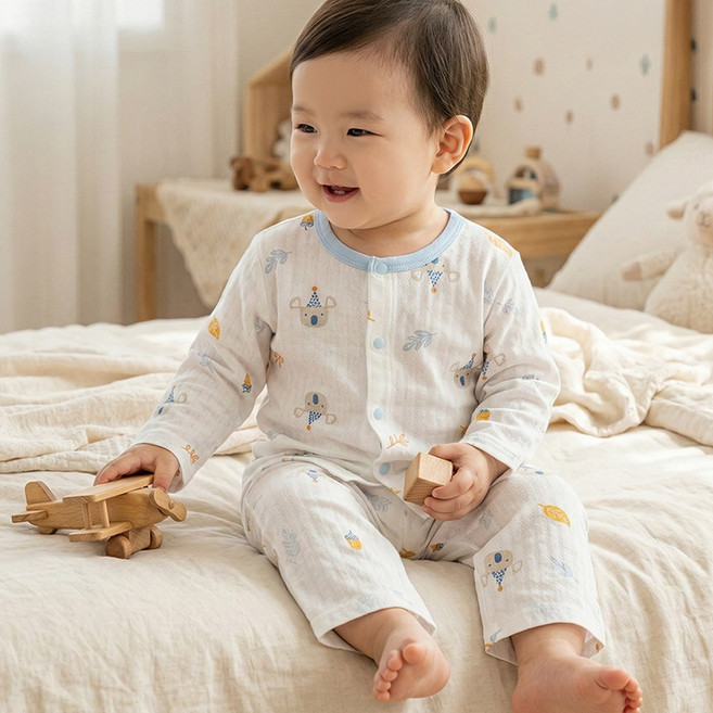 에뜨람 순면 아기 실내복 상하세트 신생아 내의 내복 봄여름가을 kc인증