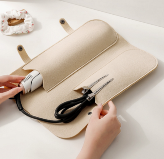 모노오프 열차단 휴대간편 고데기파우치, 1개, 베이지