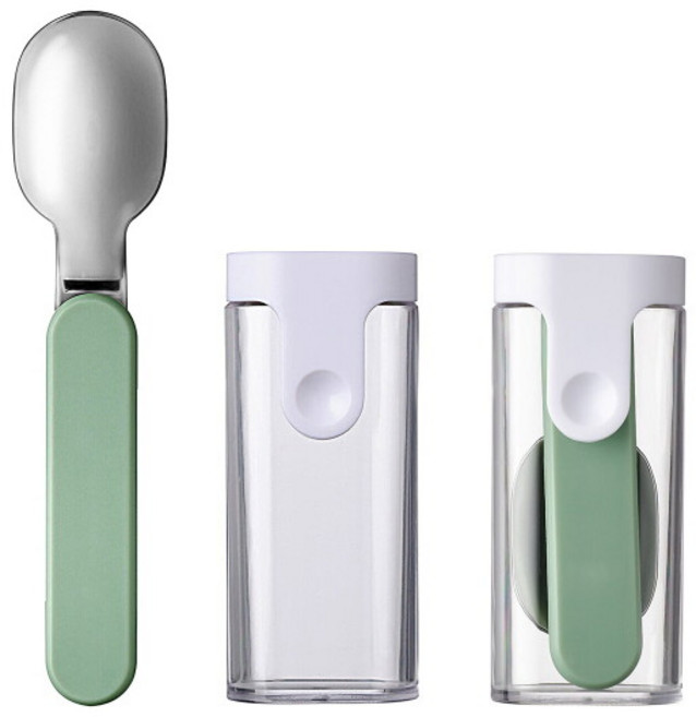 메팔 후르츠팟 미니 런치팟 접이식 폴딩 스푼 5color, 폴딩스푼, 노르딕 세이지그린, 1개