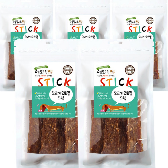 멍도락 국내산 소고기오트밀스틱 면역력 피부건강도움 고급수제간식, 5개, 70g