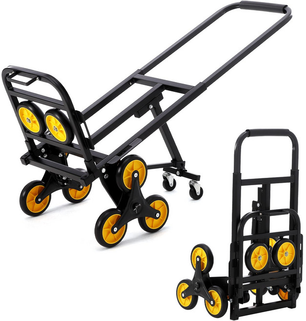 GARVEE 3단 바퀴 접이식 계단카트 운반 핸드 카트 보조 바퀴 예비 바퀴 포함, 블랙예로우, 1개