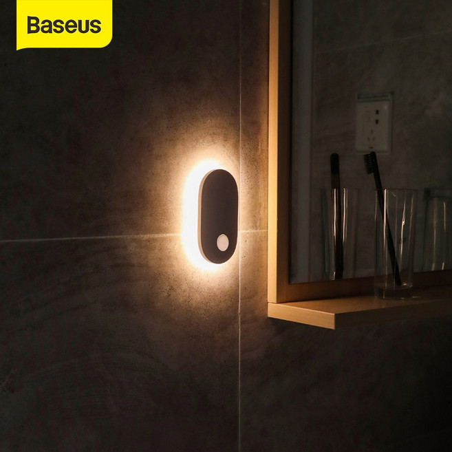 Baseus USB 충전 빛 침실 모션 센서 LED 램프, 흰색광_White light, 1개