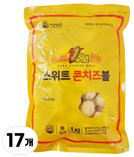 떡안애 스위트 콘치즈볼 17kg (1kgX17개), 1kg, 17개