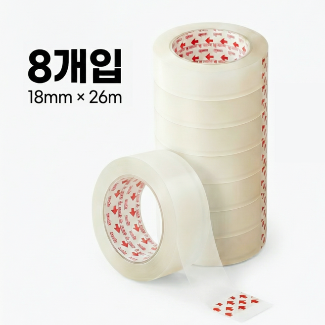 CIIECE 다용도 스카치 테이프 리필 18mm x 26m, 8개, 백색 투명