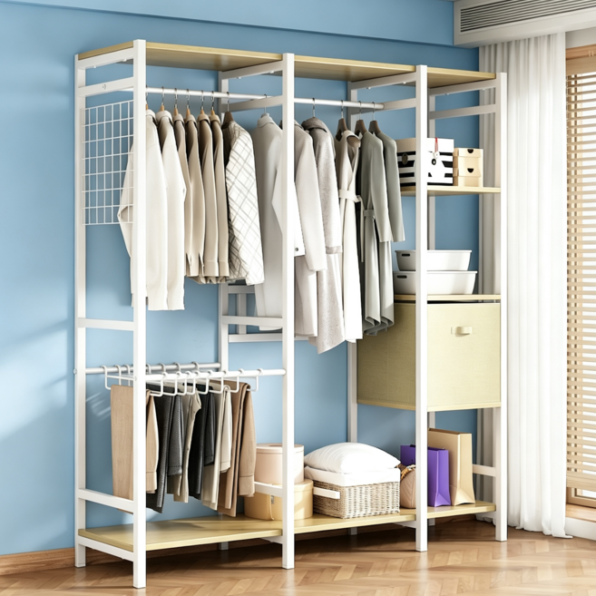 Takata 모던 드레스룸 시스템 행거 옷장 철제 스탠드 옷걸이 수납장, 화이트