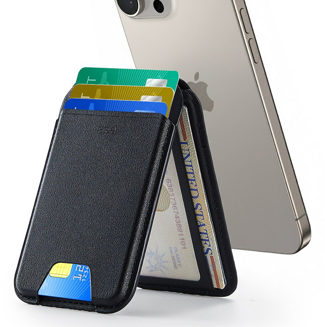 이에스알 맥세이프 마그네틱 카드지갑 각도조절 폴드 거치대, 블랙, 1개