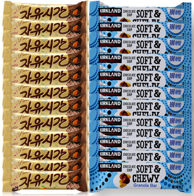 자유시간 아몬드12개 + 그래놀라바 12개 초코바 건강한 간식
