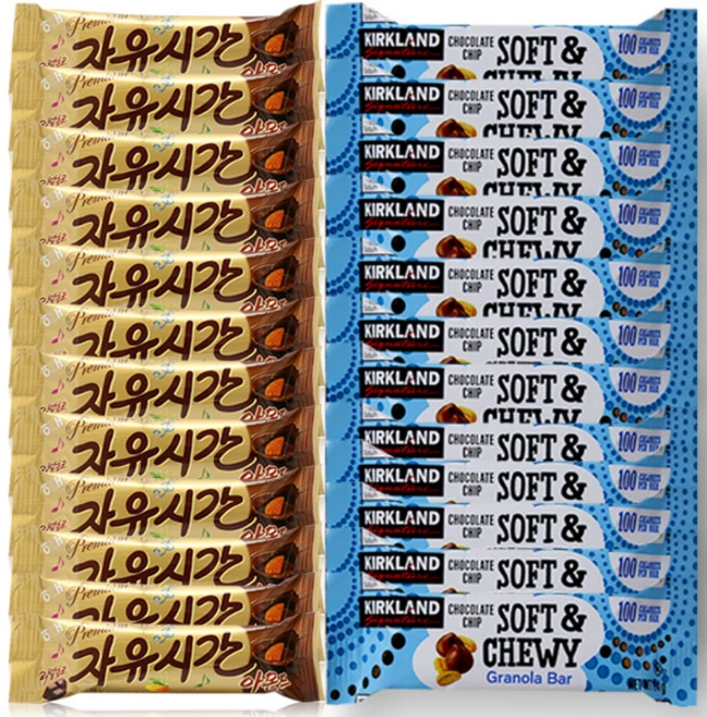 자유시간 아몬드12개 + 그래놀라바 12개 초코바 건강한 간식 - 쿠팡