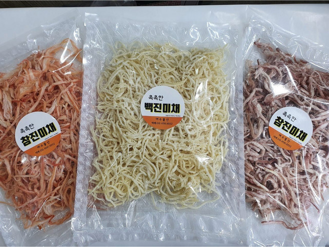 [여수물산] 국산진미채 참진미 국내생산 오징어채 3종 적진미채 백진미채 참진미채 대용량, 무표백 백 진미채 400g, 1개