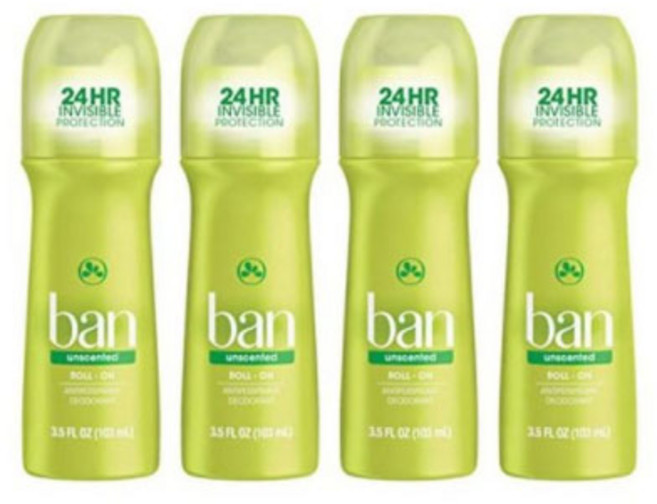 Ban Roll-On 벤 롤온 데오드란트 무향 103ml X 4펙, 4개