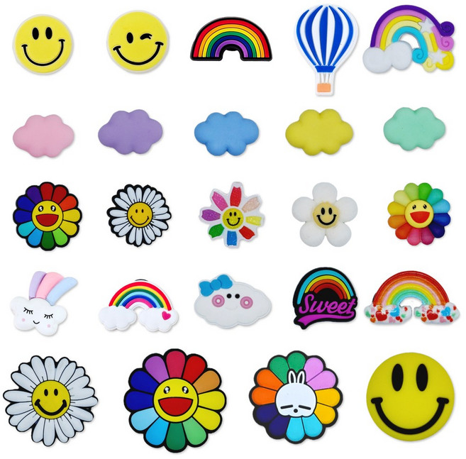 젤리포크 무지개 구름 스마일 데이지 꽃 입체 파츠 참 신발 악세사리 실내화 꾸미기