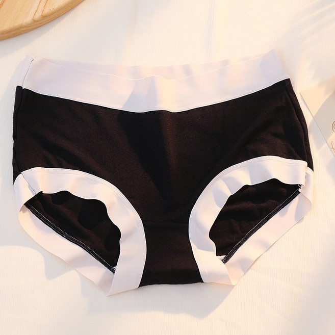 莫代爾冰絲無痕中高腰三角褲, 黑色