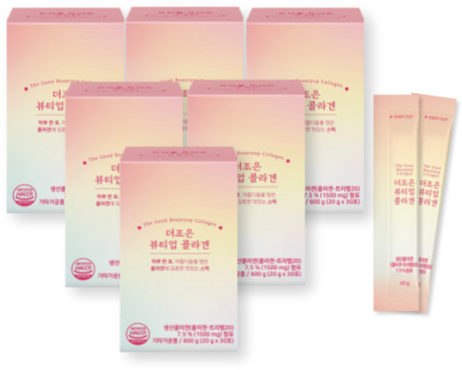 더조은팜 저분자 콜라겐 젤리스틱 30포 어류 피쉬 펩타이드 어린 먹는 더조은뷰티업콜라겐, 6개
