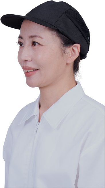 Laiya 黑色工作帽 無髮網 透氣食品廠帽, 1個