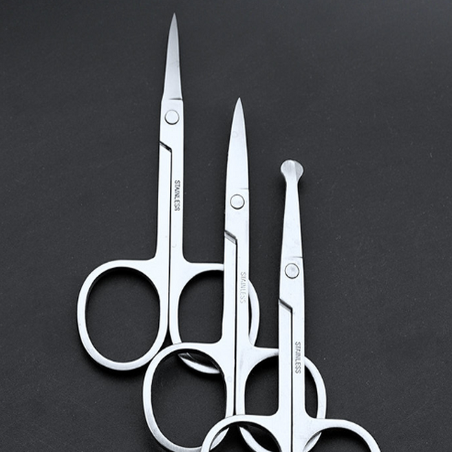 스텐 눈썹 가위 제거기 콧털 정리기 흰머리 자르기 커트, 뾰족가위개, 1개