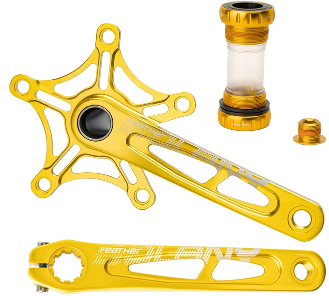 BOLANY 접이식 자전거 크랭크 셋 알루미늄 합금 하단 브래킷 세라믹 베어링 CNC 양극산화 부품170밀리미터, 01 170mm, 06 Gold crank
