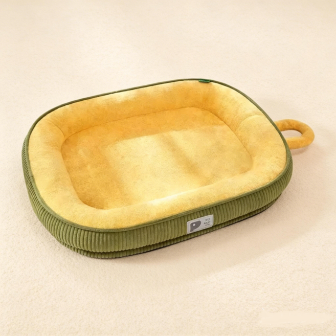 강아지온열매트 난방매트 온열패드 고양이 펫 애견 매트 난방 방석 자체 고양이 개 침대 매트 고양이집 개집 애완동물 매트 보온 탈부착 가능, 1개, 옐로우 그린