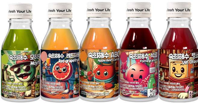 숙희해수 5가지맛 세트 편의점 세트음료, 55ml, 5개