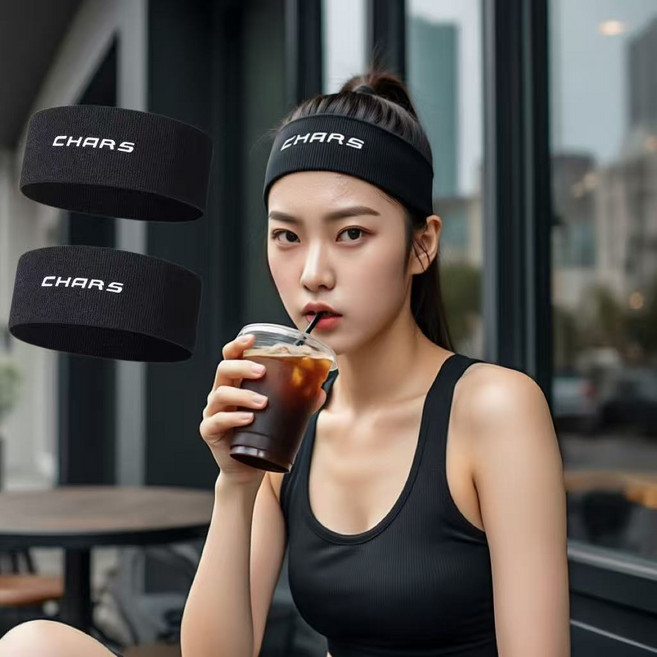 1+1활동 운동 땀 흡수 머리띠 달리기 농구 요가 헬스 운동 머리띠, 2개, 블랙