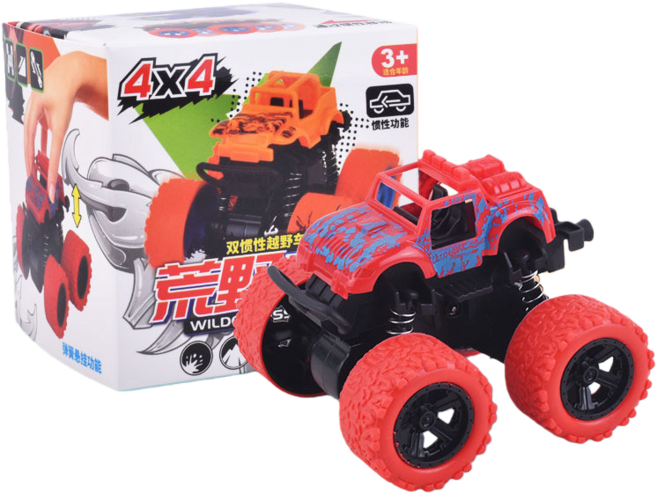 四驅雙向慣性越野車 耐撞耐摔 迴力車 玩具車 模型車 特技車, 紅色, 1個