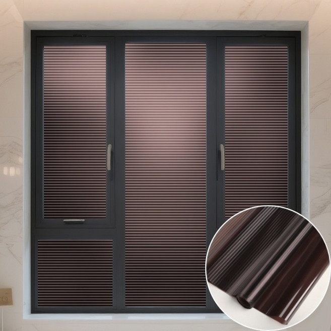 제이앤지 아이러브 지누초이 무점착 물로만 붙이는 유리 단열 차열 자외선차단 사생활보호 필름 시트지, 브라운 (블라인드)