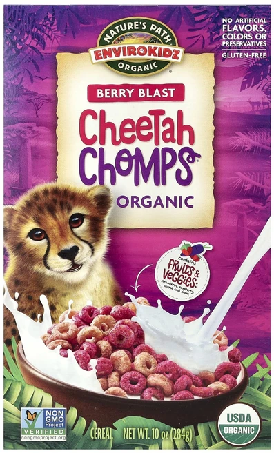 건강챙기세요 Nature's Path EnviroKidz 유기농 Cheetah Chomps® 시리얼 베리 블라스트 284g(10oz) 백살까지오래오래, NaturesPathEnviroKidz유기농Cheeta, 284g, 1개 - 쿠팡