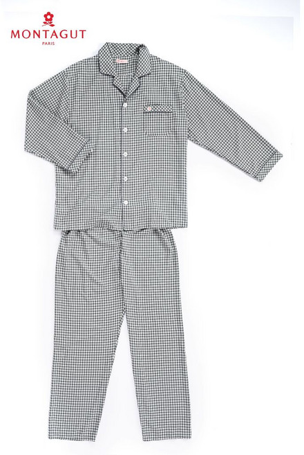 MONTAGUT夢特嬌 台灣製經典灰白格紋男款睡衣褲裝 居家休閒舒適