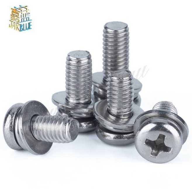 5/50pcs 와셔가있는 십자형 팬 헤드 나사 스테인레스 스틸 M2 M3 M4 M5 M6 M8 3 조합 기계 sems, 01 4mm, 02 M2(50PCS)