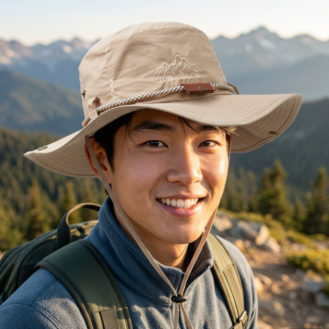 드림이지 가벼운 착용감 아웃도어 등산 모자, 베이지