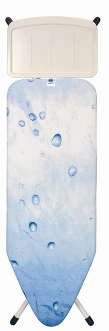 Brabantia Size C Ironing Board (49x18 in) 7 Height 브라반티아 C 사이즈 다리미판(49x18인치) 높이 옵션 7개 견고한 스팀 장치 받침대, 1개, Ice Water