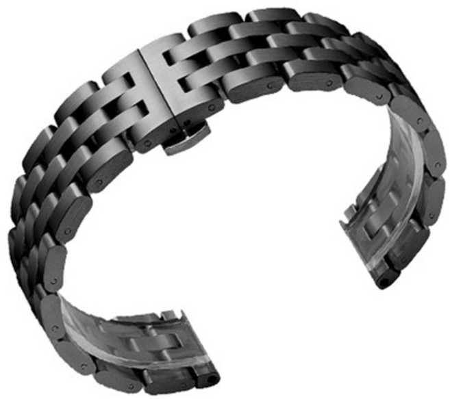 비쉐르 갤럭시 프론티어/기어S3/워치3/워치4클래식 22mm 브릭패턴 메탈 밴드 스트랩 (45/46mm 호환 가능), 블랙, 1세트