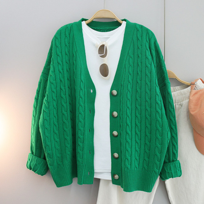 달콩 여성 크린꽈배기오버핏니트가디건 봄신상 빅사이즈