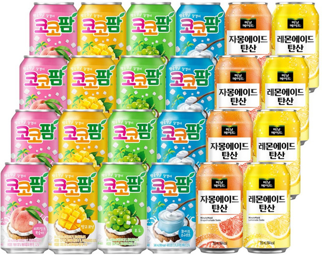 뚱캔 6종 혼합세트(코코팜4종+미닛메이드탄산2종), 1세트, 340ml