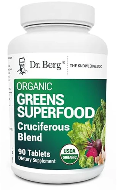 닥터 버그 그린 슈퍼푸드 십자화과 야채 정제 - 성인용 야채 Dr. Berg's Greens Superfood Cruciferous Vegetable Tablets - Vegeta, 닥터 베그 그린 슈퍼푸드 90정, 1개, 90정 - 쿠팡