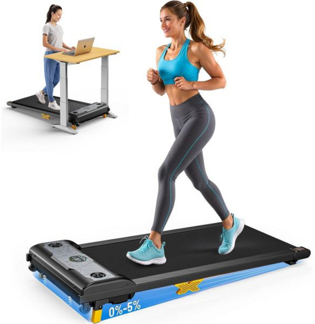 SERVFIT 경사가 있는 워킹 패드 2.5HP 언더 데스크 러닝머신 리모컨이 3 in 1 휴대용 LED 디스플레이 숨겨진 안전 스위치 홈 오피스용 미니 조깅 머신, 블랙